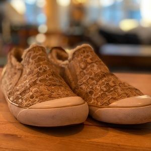 Fur lined Coach sneakers size 8